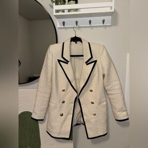 Express Cream Blazer with Black Trim and Gold Buttons
